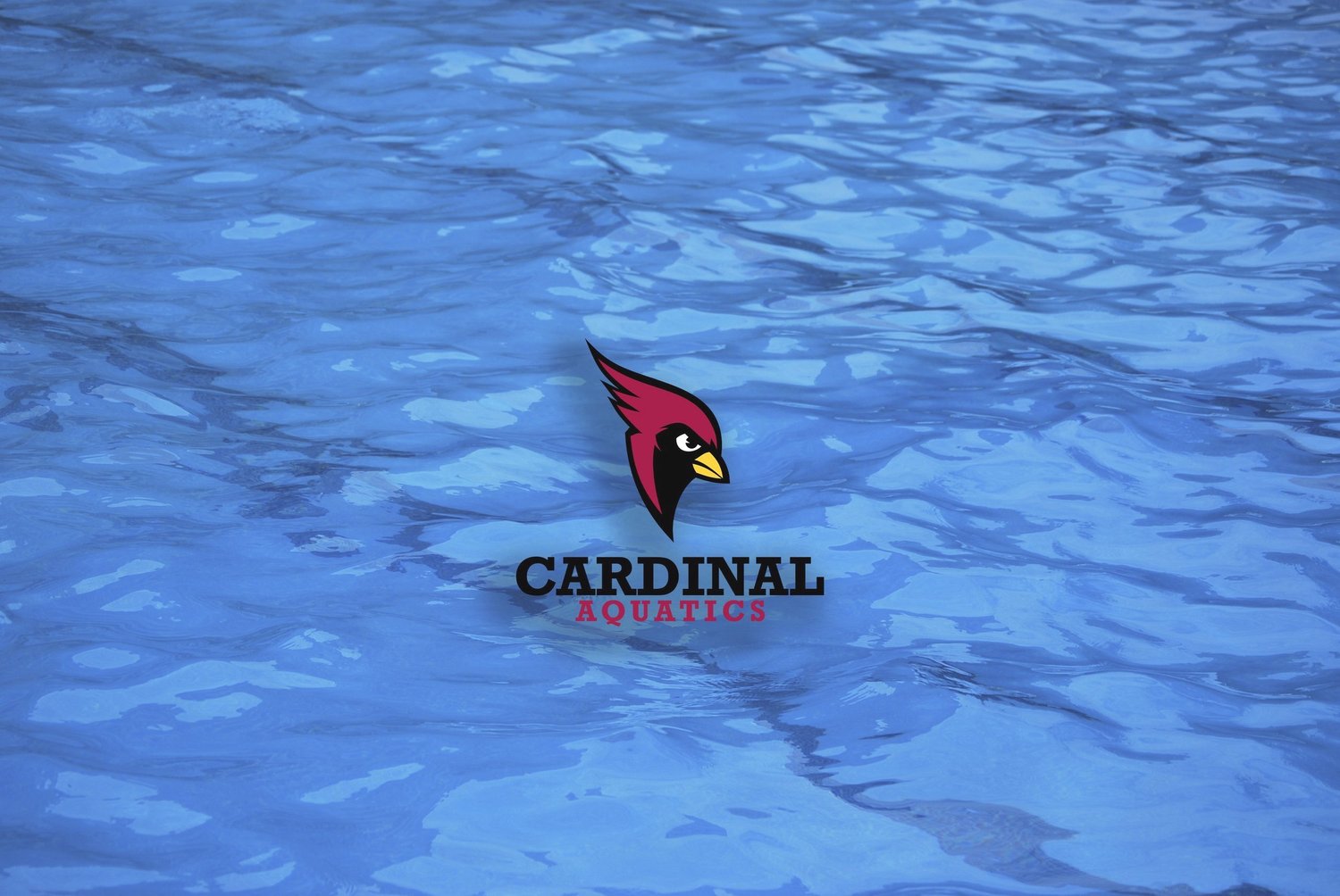 Cardinal Aquatics logo over pool water